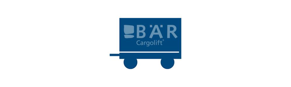 Le pictogramme bleu montre une remorque à sellette latéral avec le logo Bar Cargolift