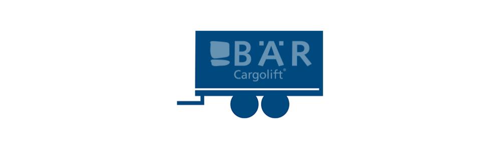 Le pictogramme bleu montre une remorque à essieu central vue de côté avec le logo Bar Cargolift