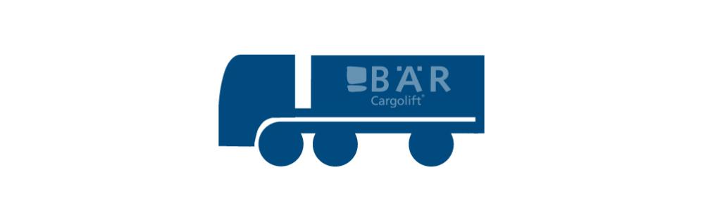 Le pictogramme bleu montre la semi-remorque City vue de côté avec le logo Bar Cargolift
